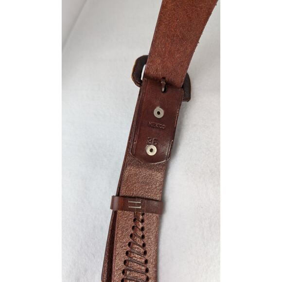 Mens belt Mexican handtooled + woven leather buckle Waist 34-38" 11/2"wide EVU - Picture 6 of 8